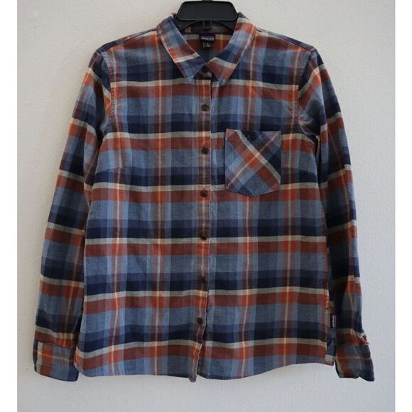 Patagonia 53875FA19 Women's Sz 8 Navy/Red Plaid Heywood Flannel L/S Shirt - Picture 1 of 7